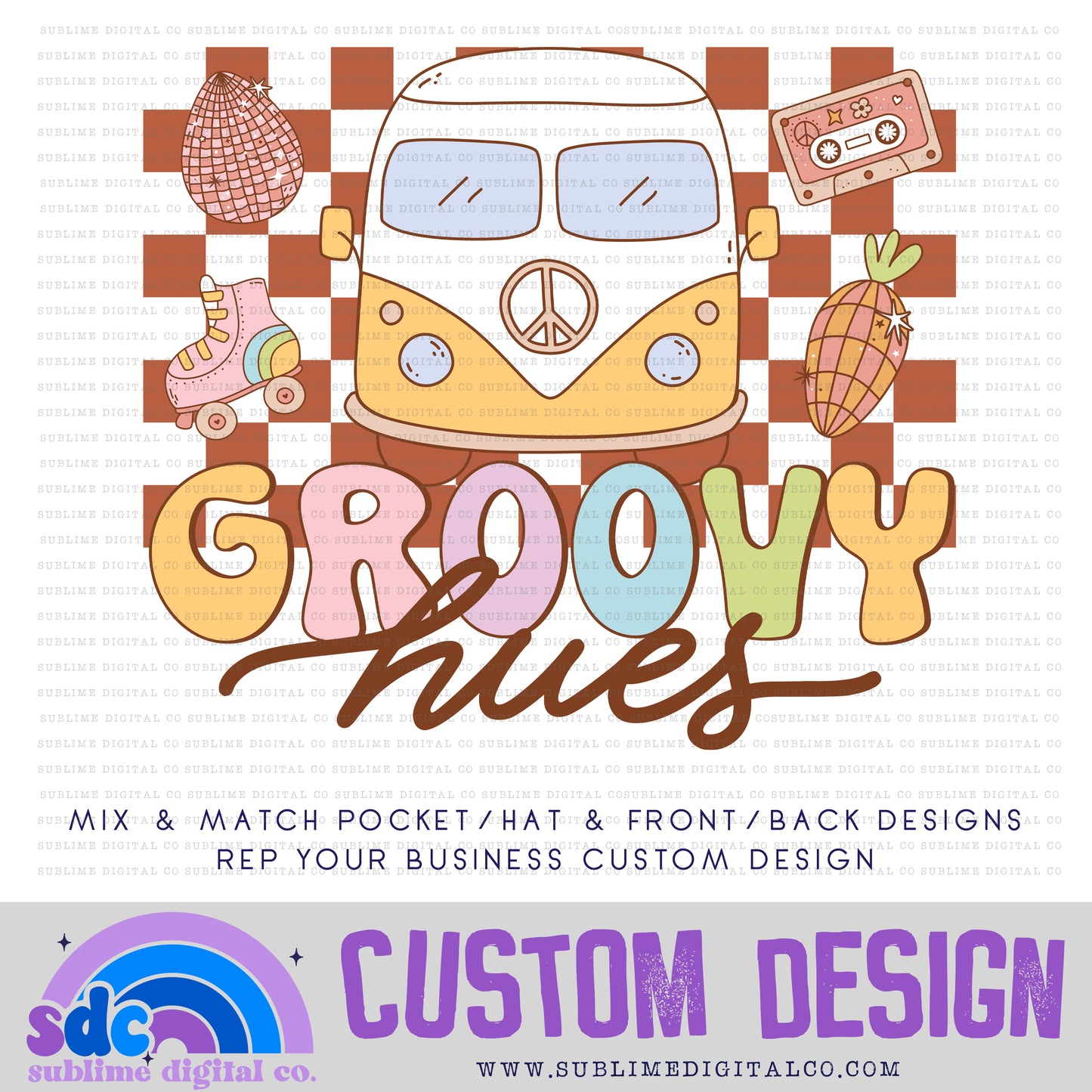 Groovy Easter Van • Front or Back Custom • Rep Your Business • Instant Download • Sublimation Design