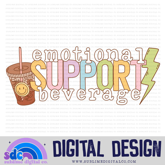 Emotional Support Beverage - Iced Coffee • Retro • Mental Health Awareness • Instant Download • Sublimation Design