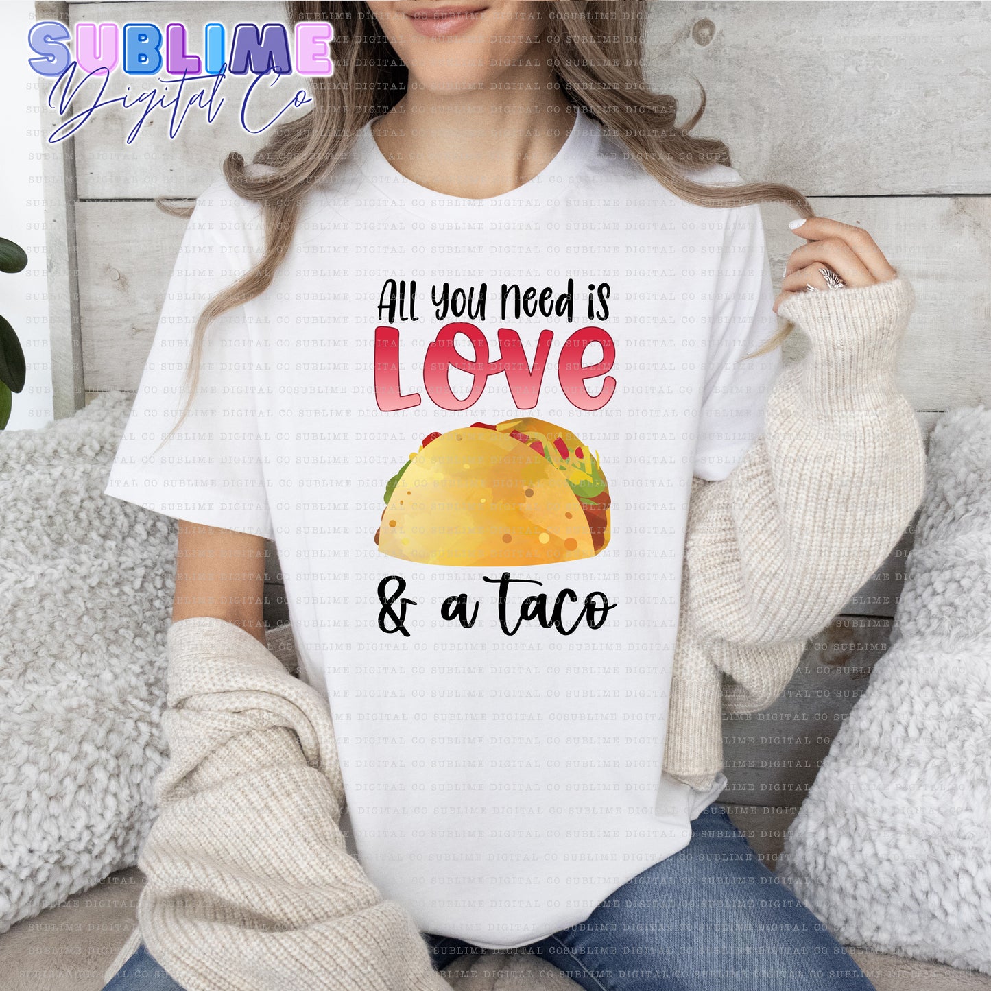 Love & a Taco | Valentine's Day | Sublimation Design | Instant Download | PNG File