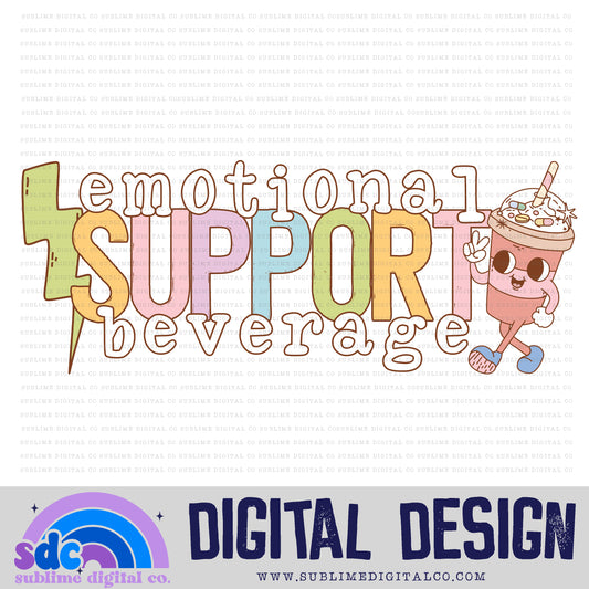 Emotional Support Beverage - Frappe • Retro • Mental Health Awareness • Instant Download • Sublimation Design