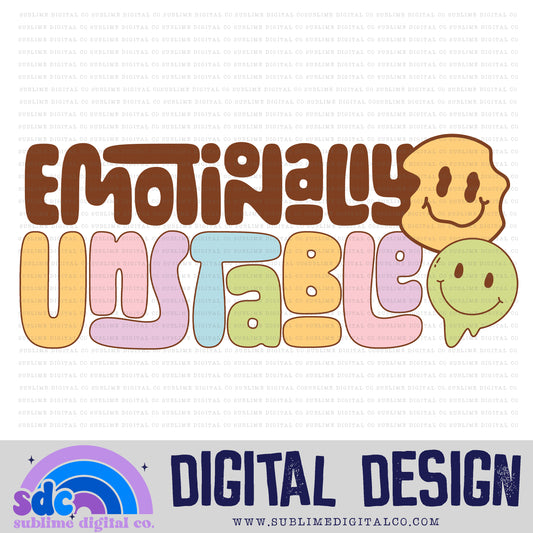 Emotionally Unstable • Retro • Mental Health Awareness • Instant Download • Sublimation Design