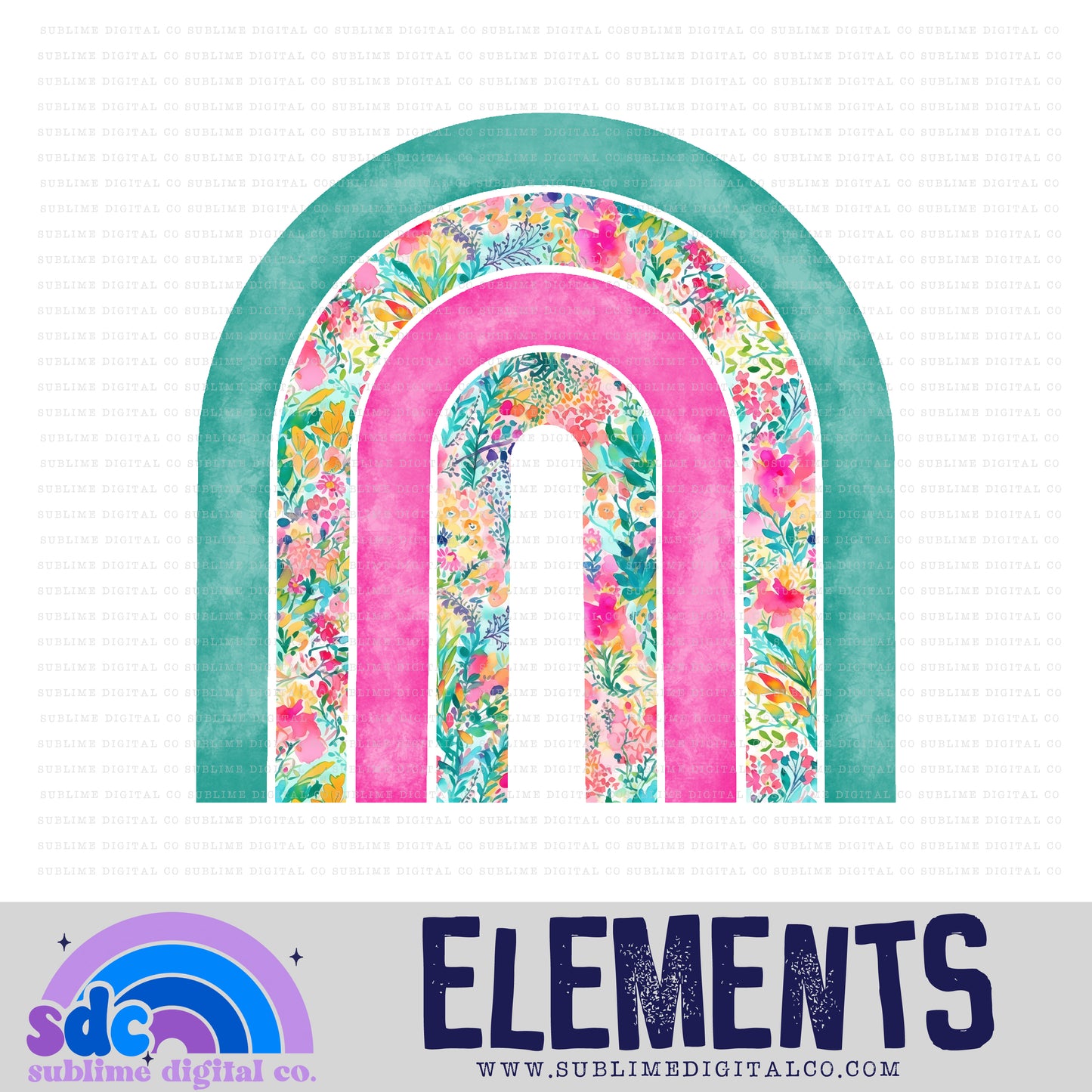 Vibrant Floral 4 • Rainbows • Instant Download • Sublimation Design