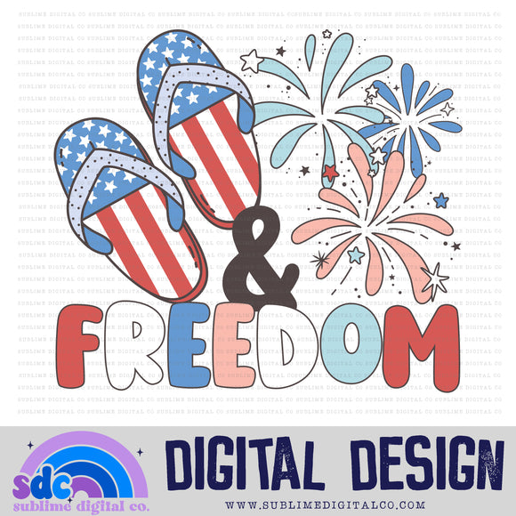 Flip Flops, Fireworks & Freedom • 4th of July • Summer • Instant Download • Sublimation Design