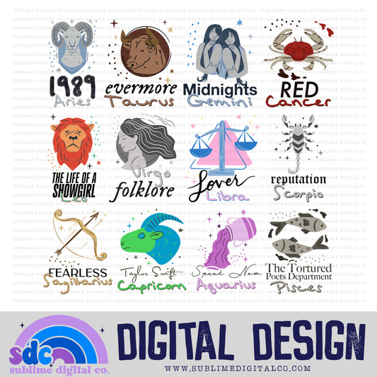 All Zodiacs • TS • Instant Download • Sublimation Design