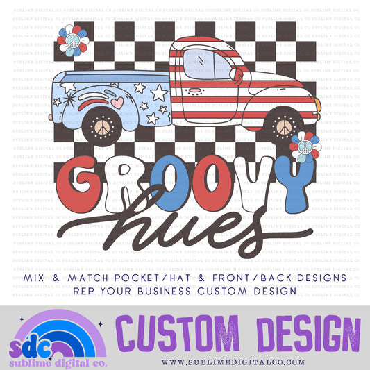 Groovy 4th of July Truck • Front or Back Custom • Rep Your Business • Instant Download • Sublimation Design