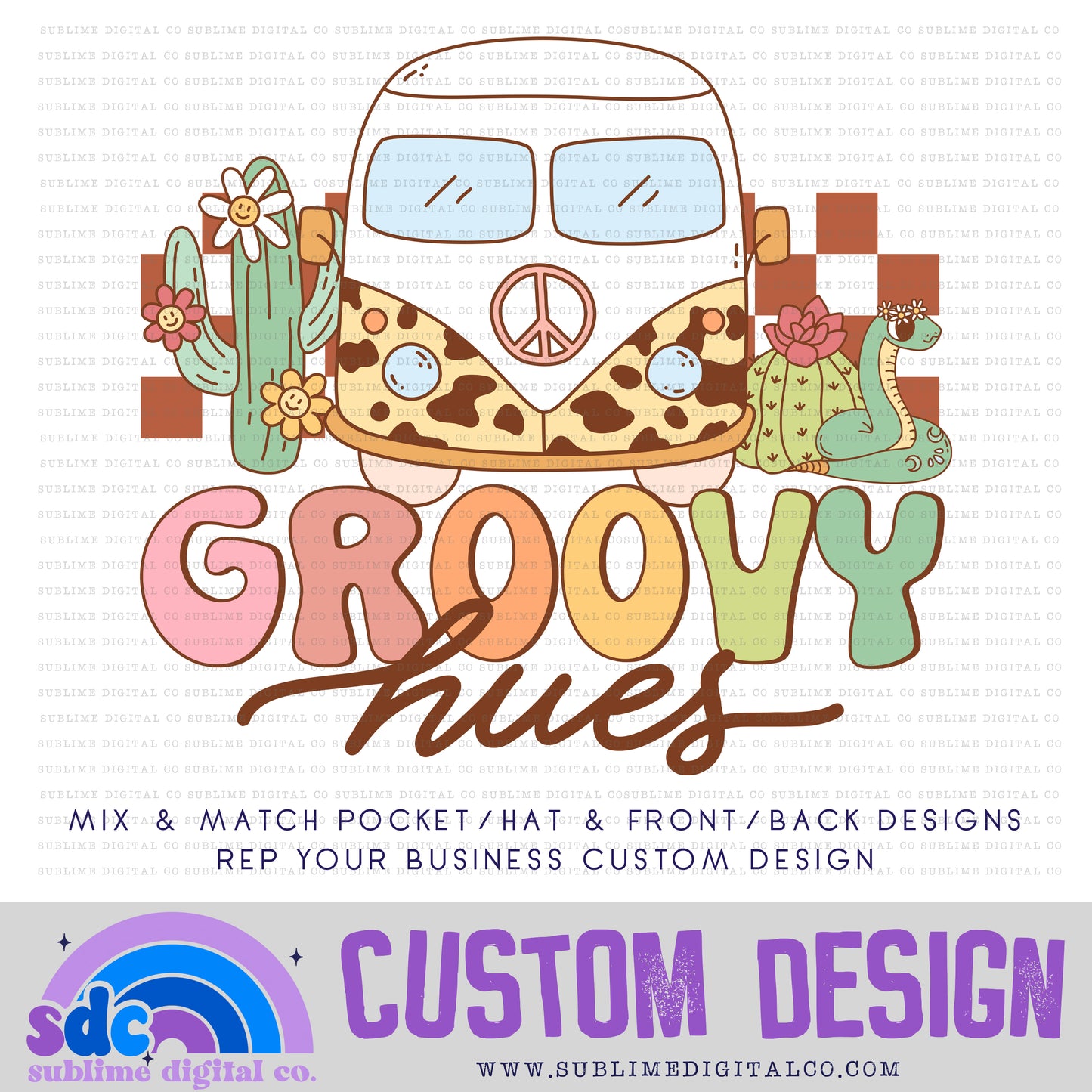 Groovy Western Van 1 • Front or Back Custom • Rep Your Business • Instant Download • Sublimation Design