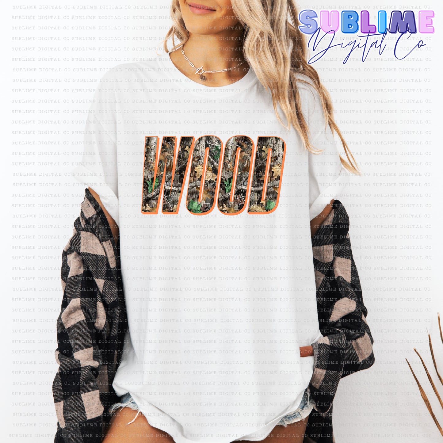 Wood - Orange Camo • TS • Instant Download • Sublimation Design