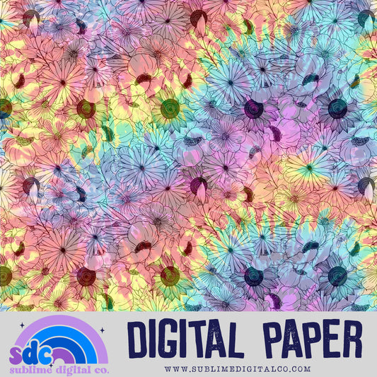 Floral Rainbow Tie Dye • Pride • Digital Paper • Instant Download