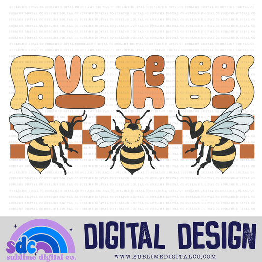 Save the Bees 2 • Groovy Retro • Bees • Instant Download • Sublimation Design