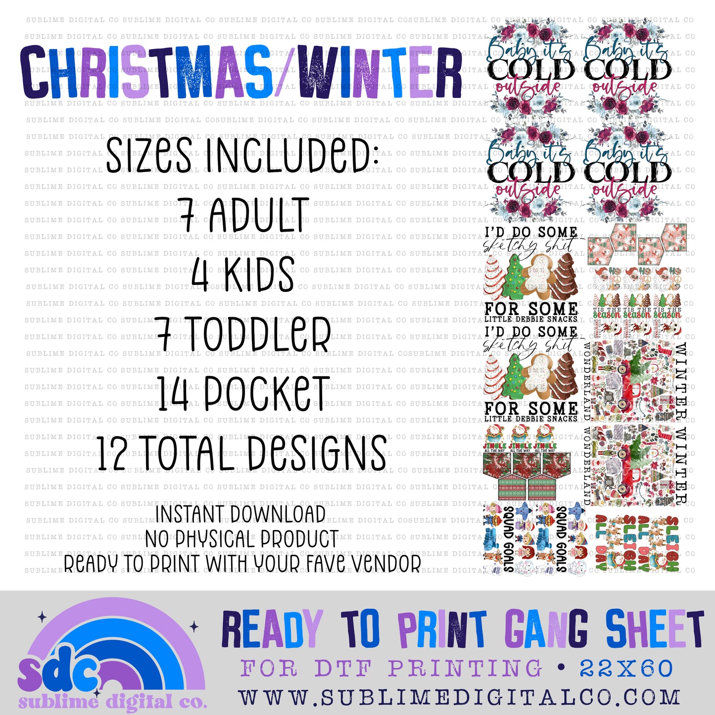 Christmas/Winter • Premade Gang Sheets • Instant Download • Sublimation Design
