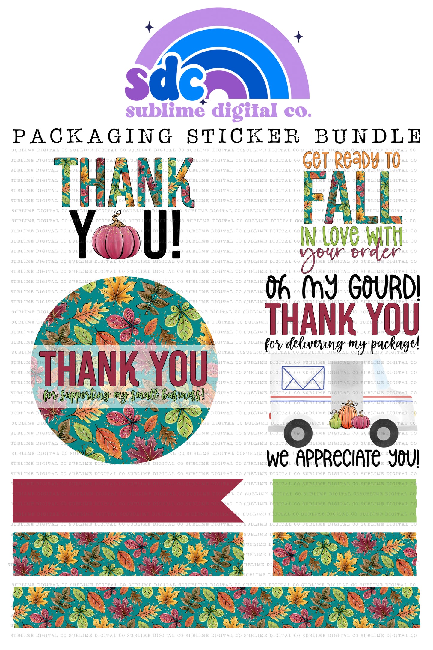 Fall Leaves Sticker Bundle | PNG Files | Digital Download