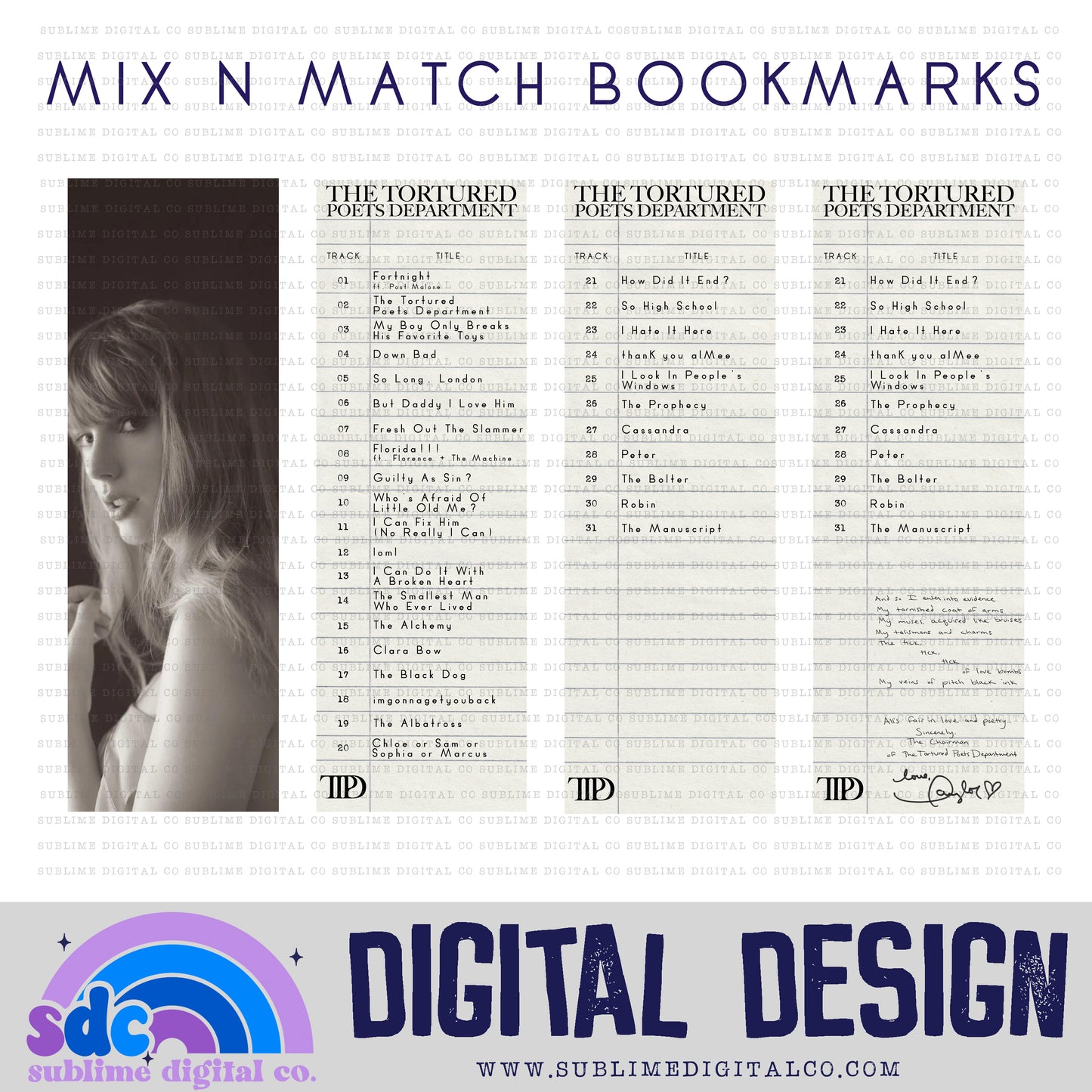 TS11TTPD Mix n Match Bookmark Bundle • TS • Instant Download • Sublimation Design