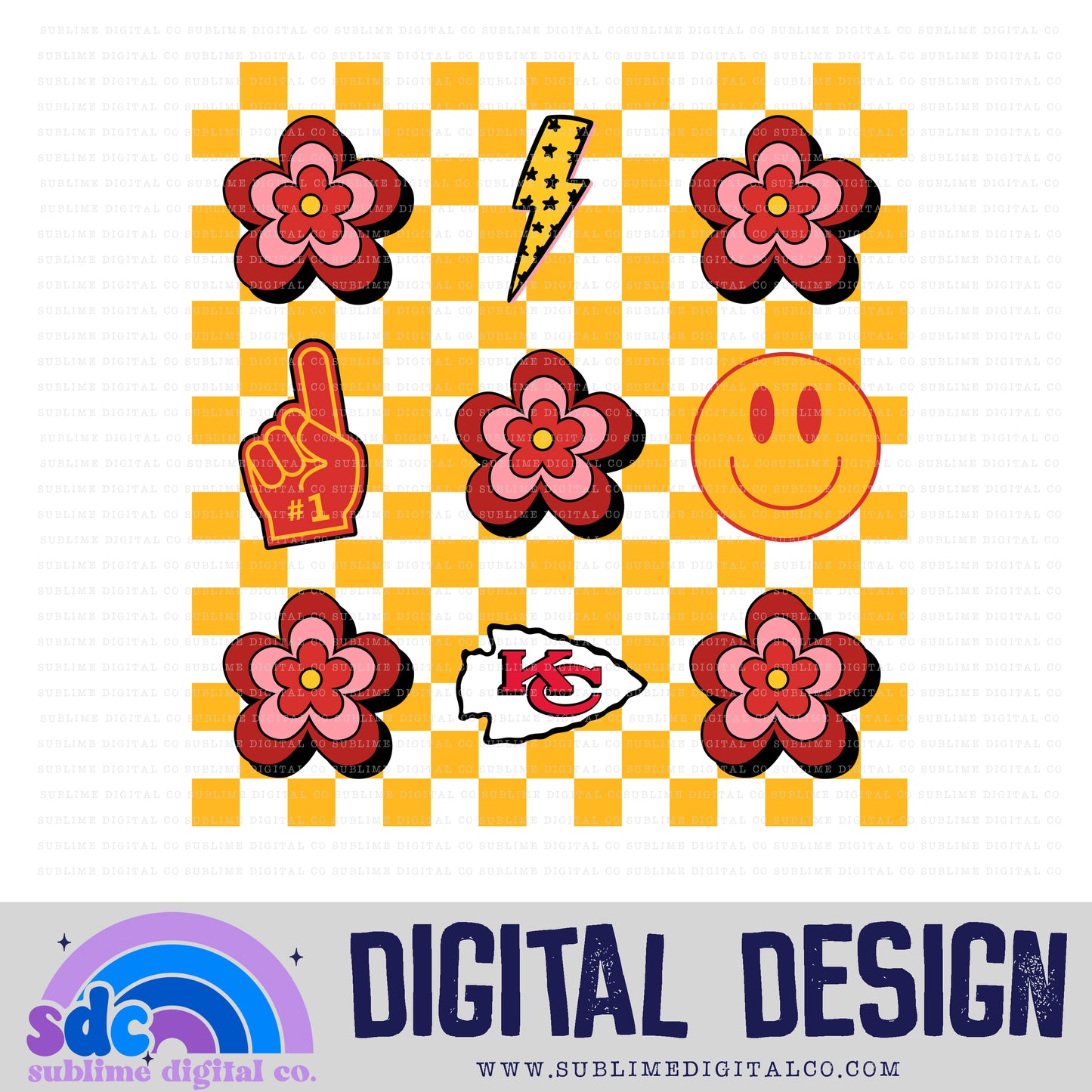 KCCHKRD - YELLOW • KC • Sports • Instant Download • Sublimation Design