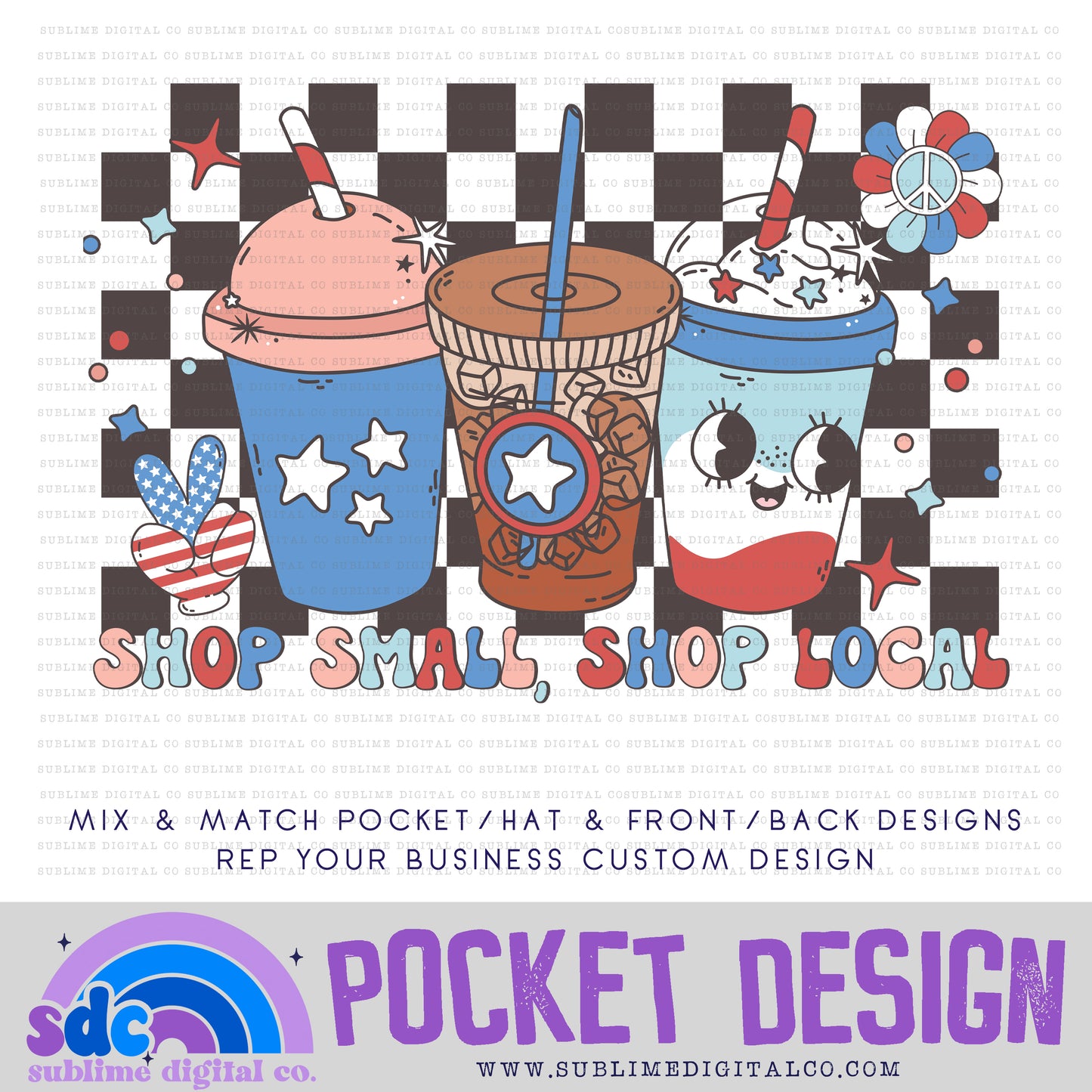 4th of July Coffees • Pocket/Hat Design • Rep Your Business • Instant Download • Sublimation Design