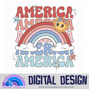 America Rainbow • 4th of July • Summer • Instant Download • Sublimation Design