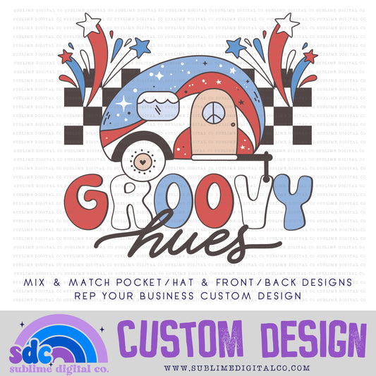 Groovy 4th of July Camper • Front or Back Custom • Rep Your Business • Instant Download • Sublimation Design