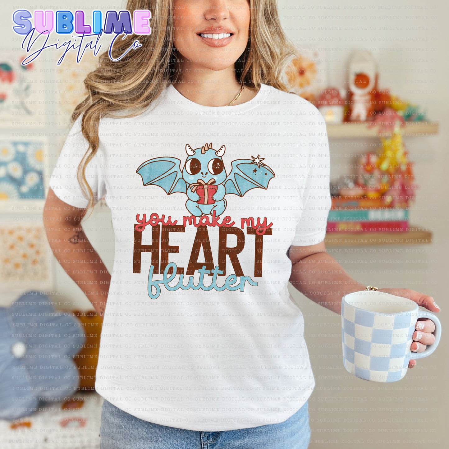 You Make My Heart Flutter • Valentine’s Day • Instant Download • Sublimation Design