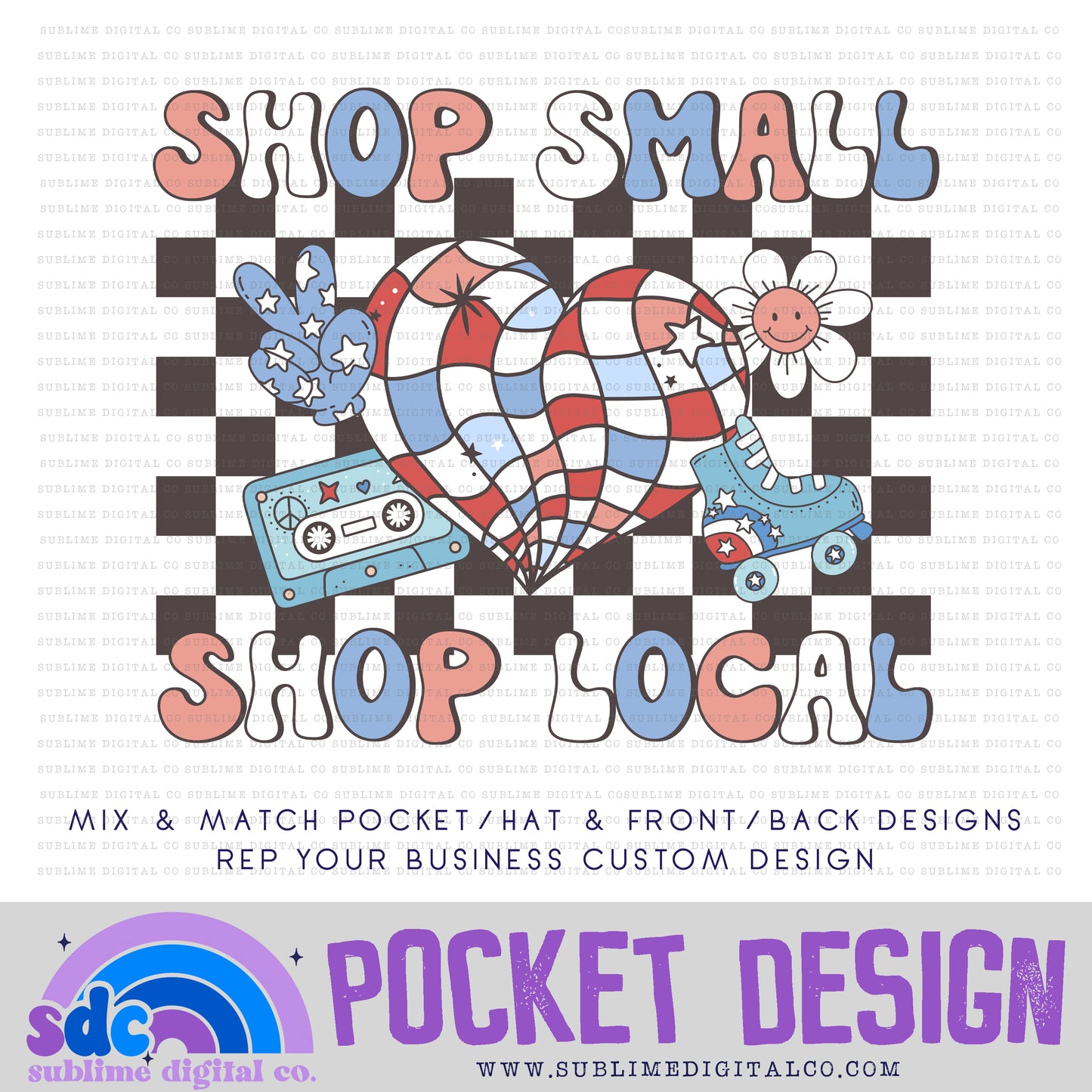 4th of July Muted • Pocket/Hat Design • Rep Your Business • Instant Download • Sublimation Design