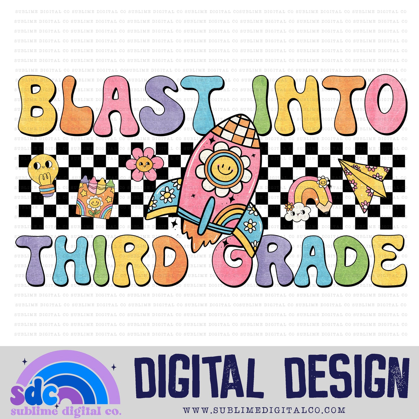 Blast Into School Bundle • Groovy School • School • Instant Download • Sublimation Design