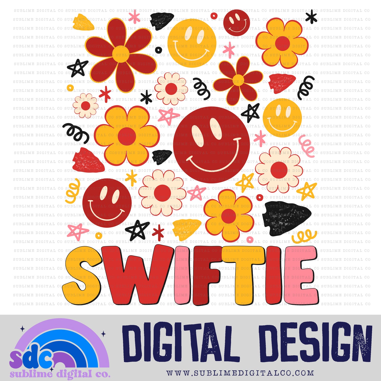 SWFT Smiley Floral • TS • Instant Download • Sublimation Design