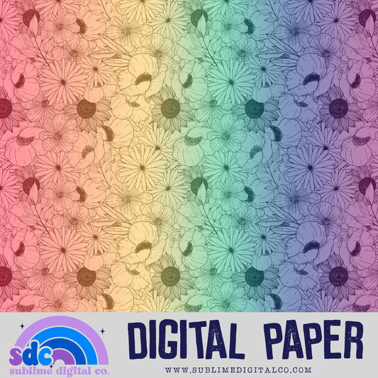 Rainbow Floral • Pride • Digital Paper • Instant Download