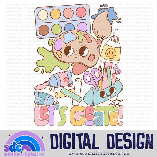 Let's Create! • Groovy School • School • Instant Download • Sublimation Design