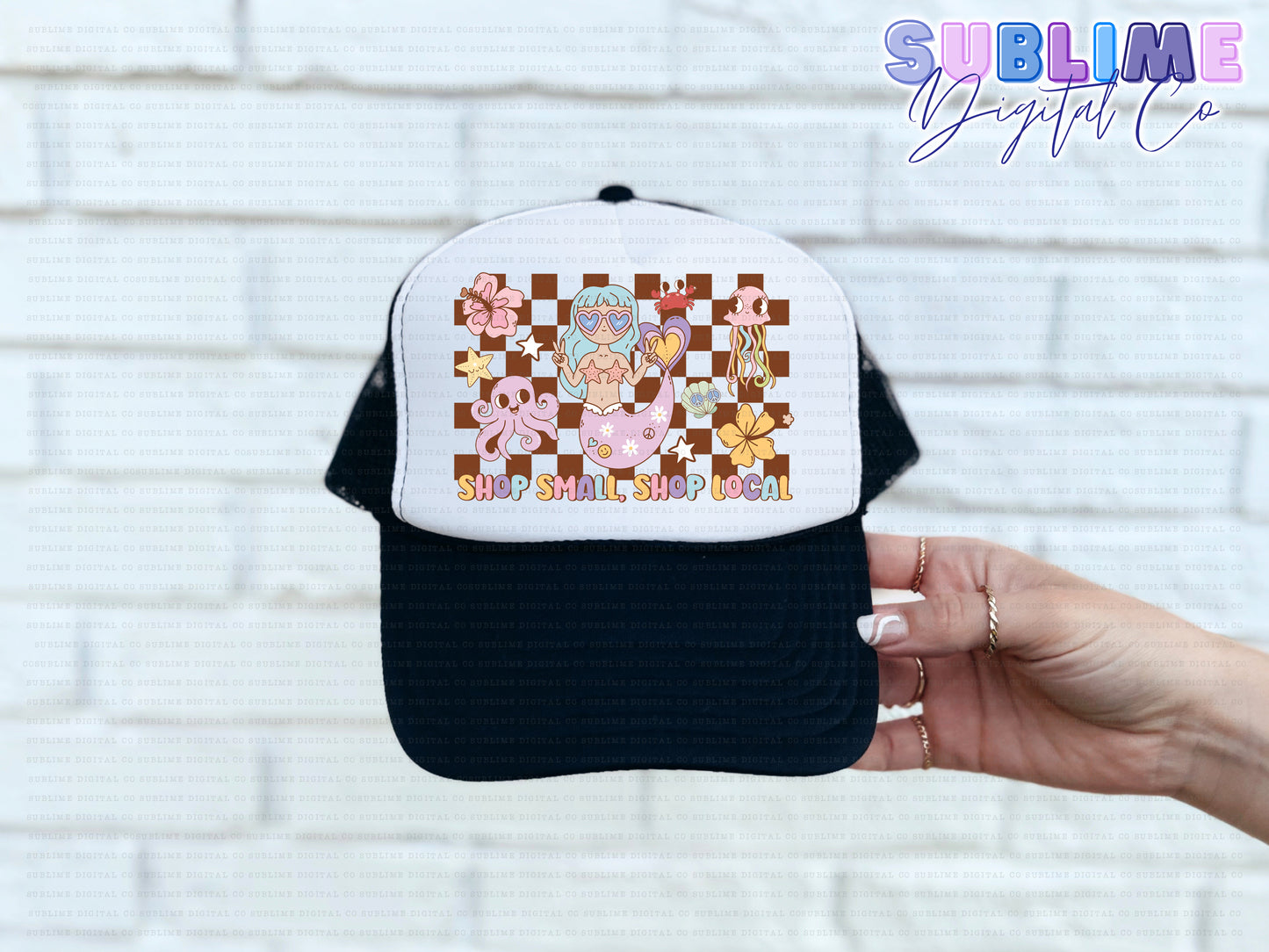 Summer Mermaid • Pocket/Hat Design • Rep Your Business • Instant Download • Sublimation Design