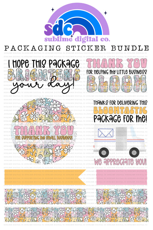 Floral Pastel Plaid Sticker Bundle | PNG Files | Digital Download