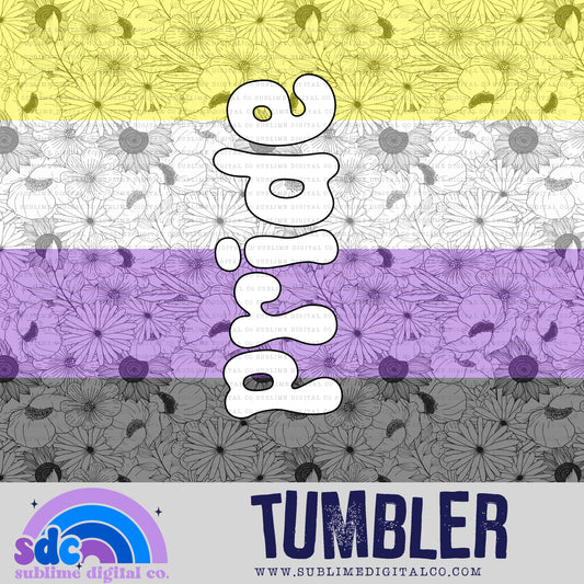 Nonbinary Floral Pride • Pride • Tumbler Designs • Instant Download • Sublimation Design