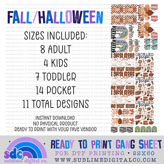 Fall/Halloween • Premade Gang Sheets • Instant Download • Sublimation Design