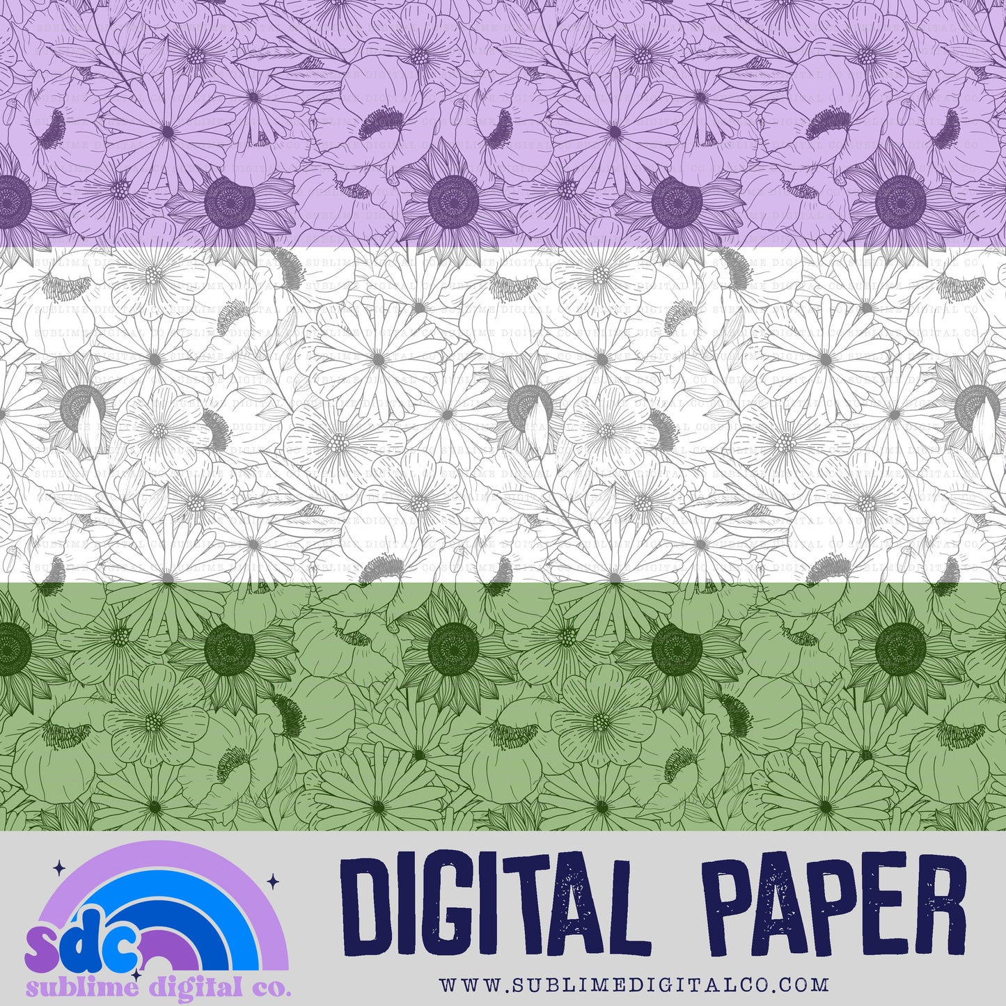 Genderqueer Floral • Pride • Digital Paper • Instant Download