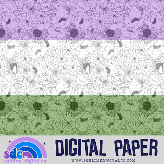 Genderqueer Floral • Pride • Digital Paper • Instant Download