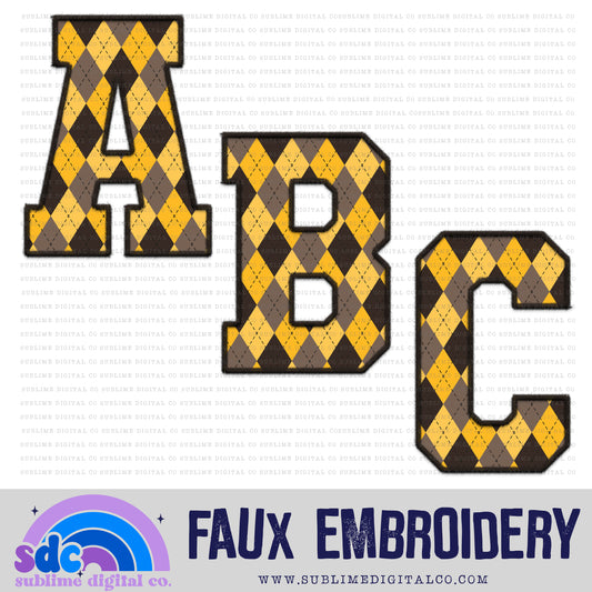 Yellow Team • Wizard • Faux Embroidery Letter Sets • 26 PNG Files • Digital Download