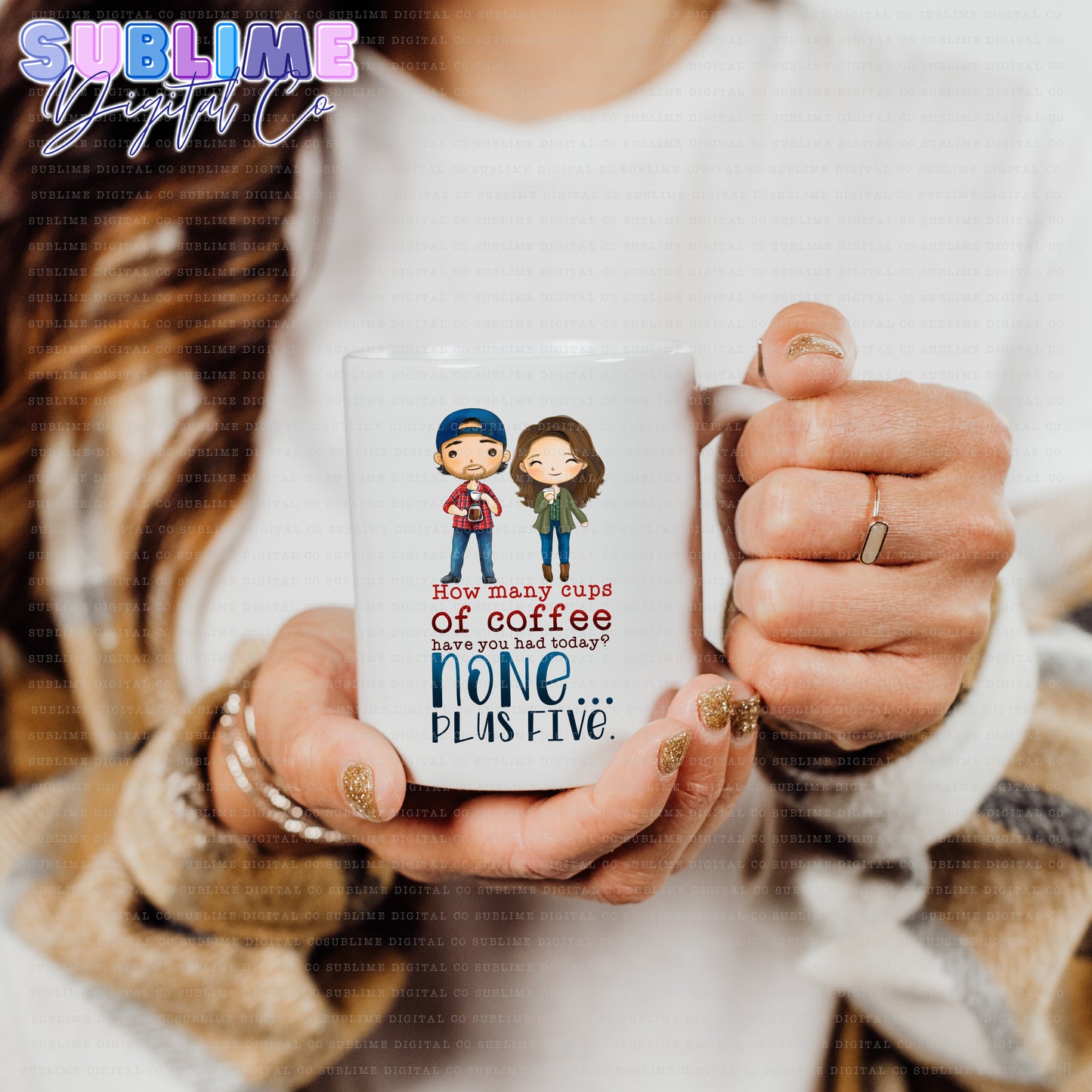 None, Plus 5 • Mom & Daughter • Instant Download • Sublimation Design