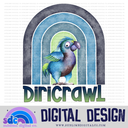 Blue & Green Bird Creature • Rainbow • Wizards • Instant Download • Sublimation Design
