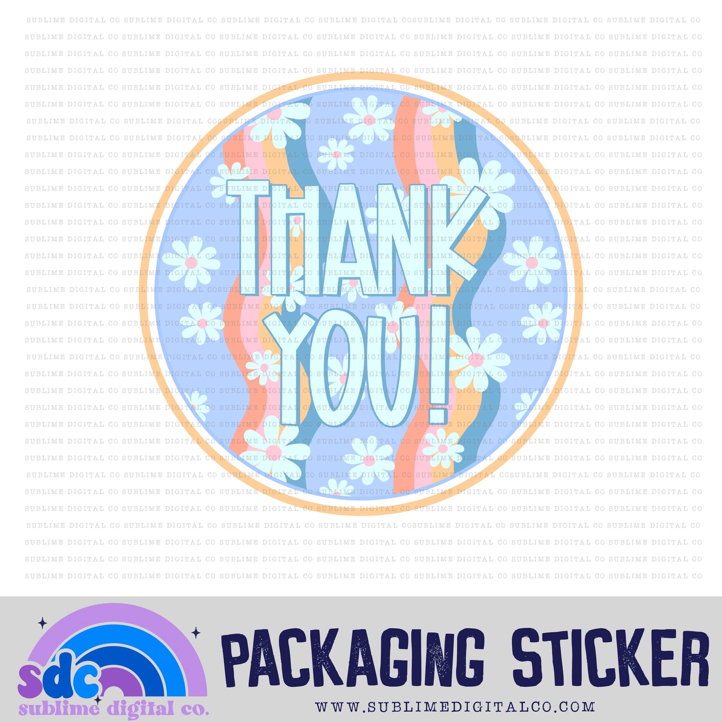Retro Floral Ty Circle | Small Business Stickers | Digital Download | PNG File