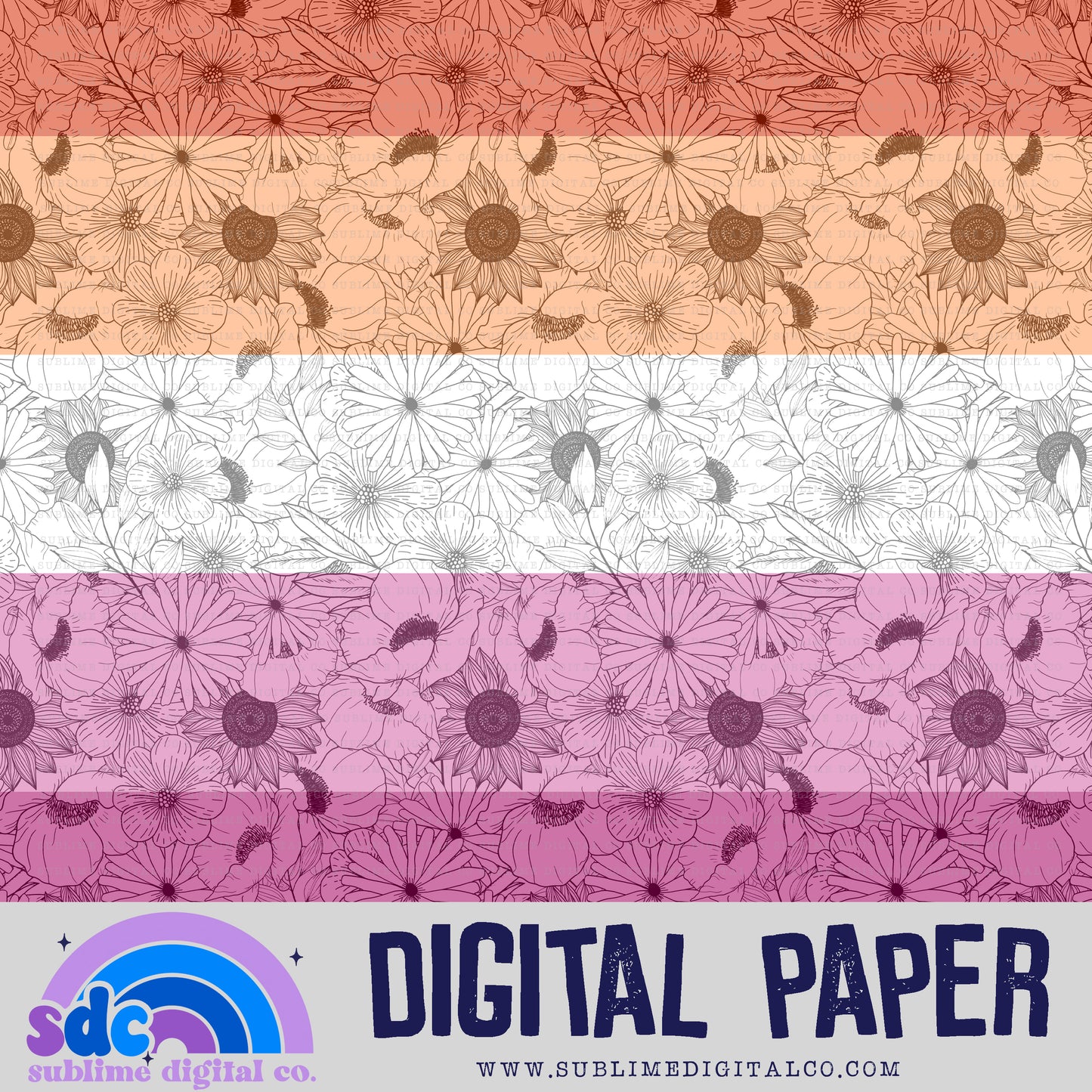 Lesbian Floral • Pride • Digital Paper • Instant Download