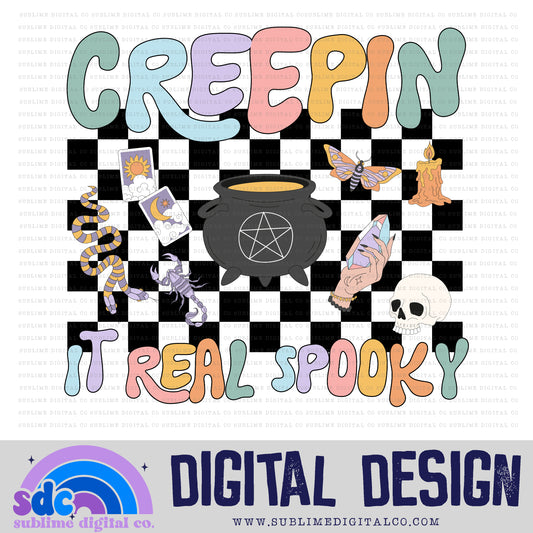 Creepin It Real Spooky • Groovy Retro • Halloween • Instant Download • Sublimation Design