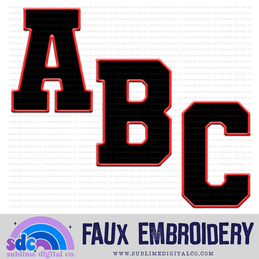 Red & Black • School Colors • Faux Embroidery Letter Sets • 26 PNG Files • Digital Download