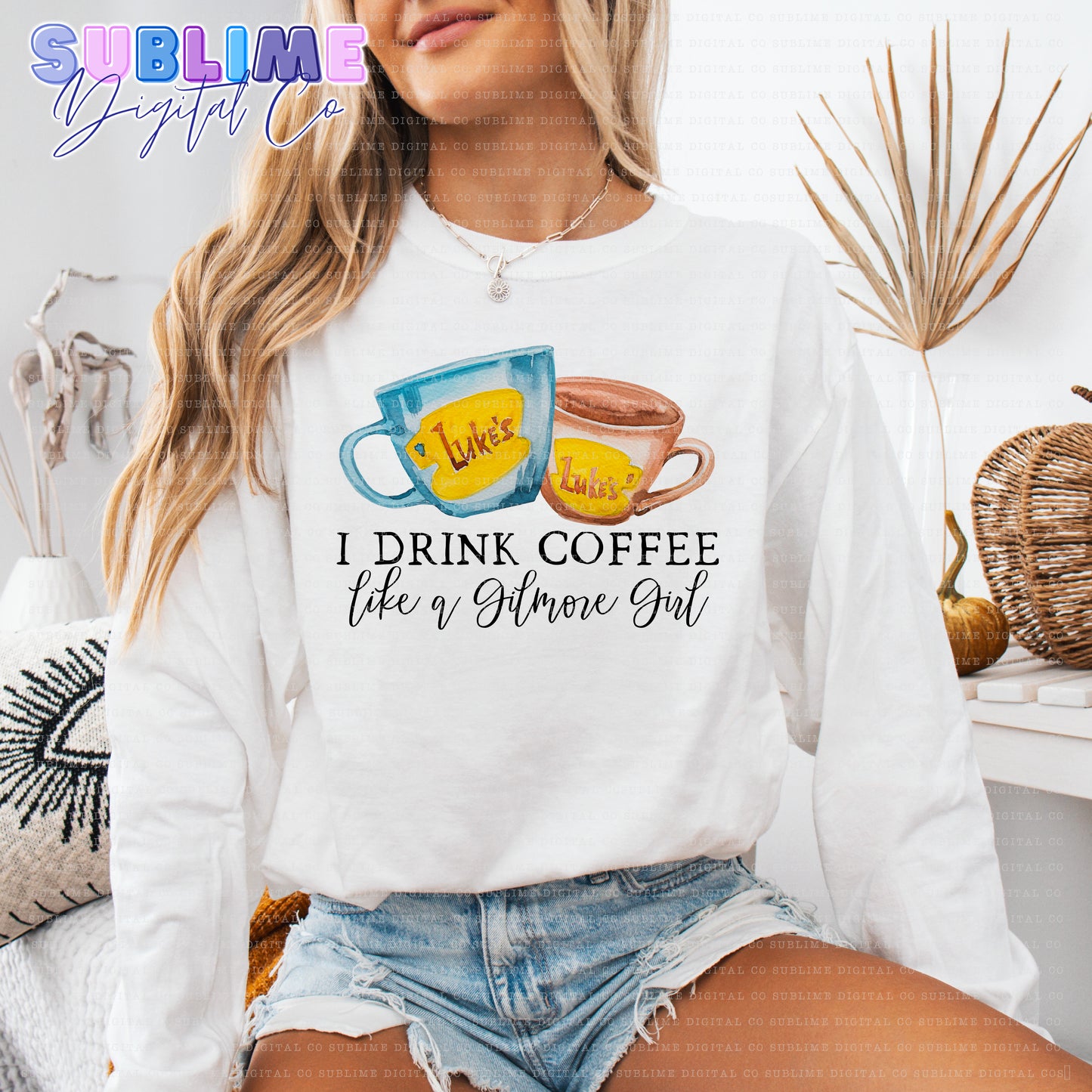 Drink Coffee like • Mom & Daughter • Instant Download • Sublimation Design