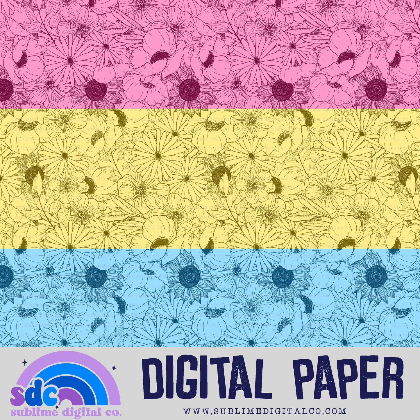 Pan Floral • Pride • Digital Paper • Instant Download