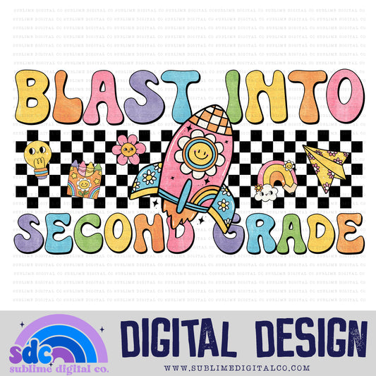 Blast Into Second Grade • Groovy School • School • Instant Download • Sublimation Design