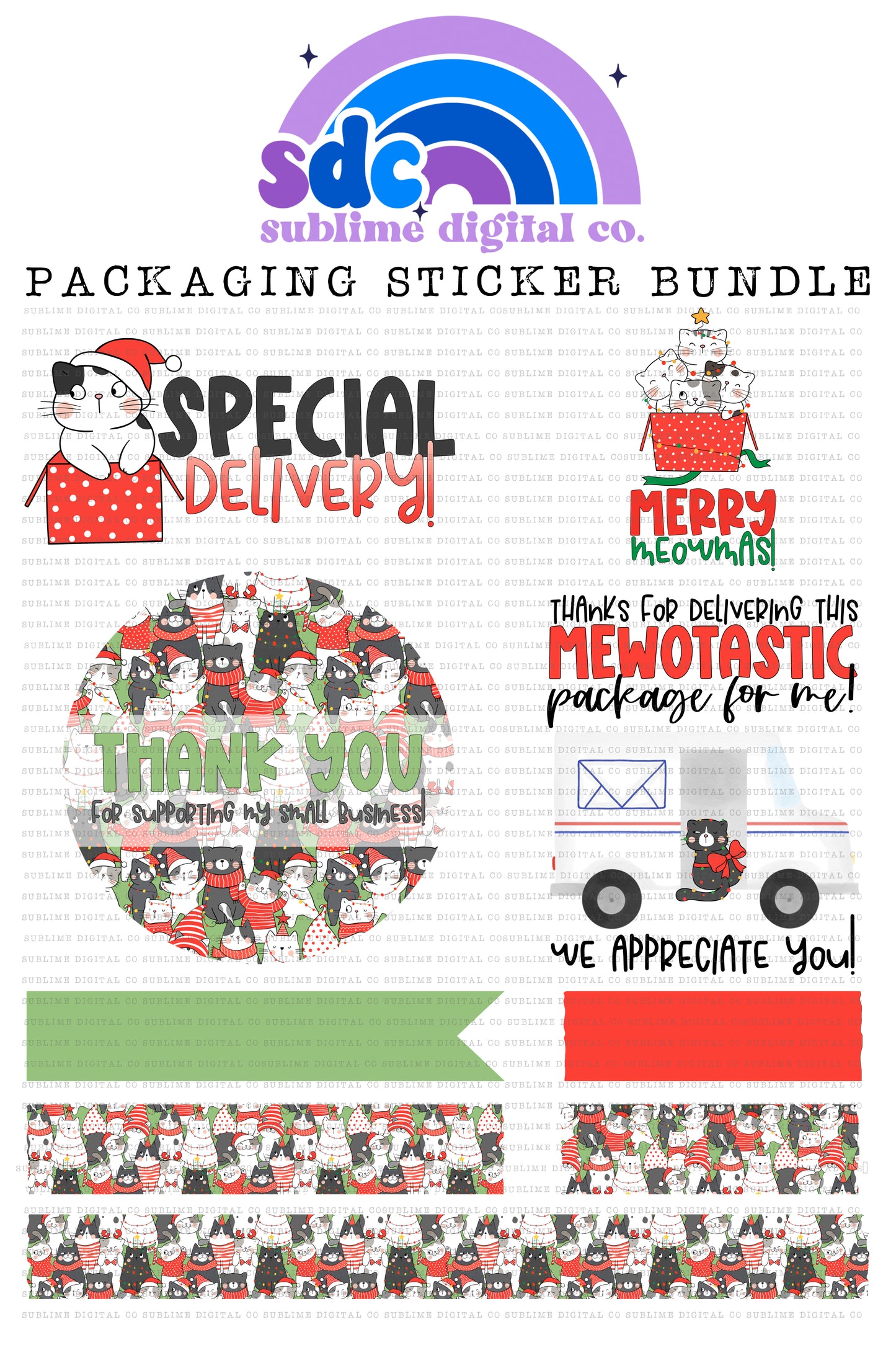 Meowmas Sticker Bundle | PNG Files | Digital Download