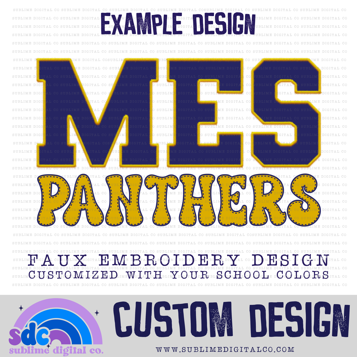 School Spirit Design • Faux Embroidery • Custom Design • Custom Digital Designs