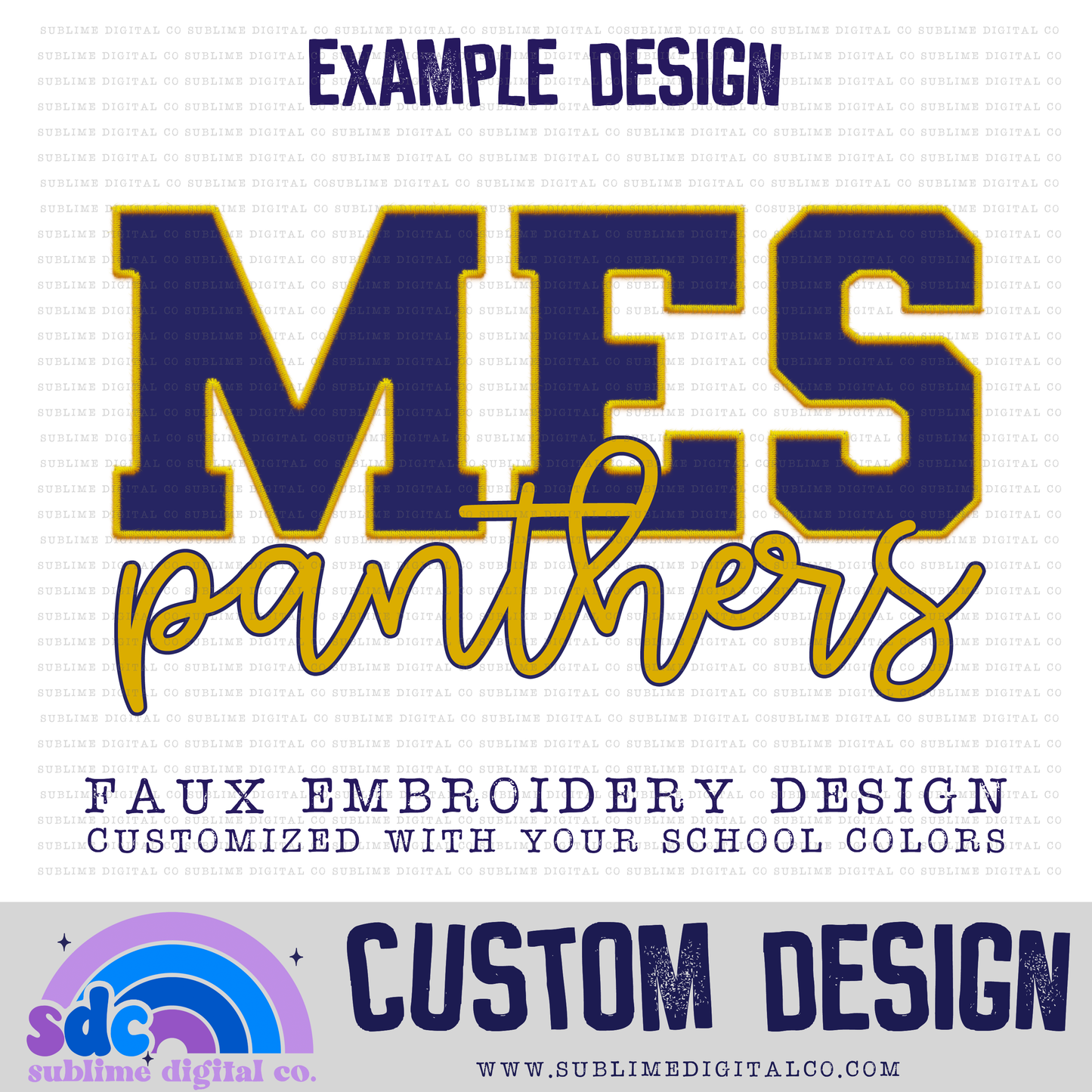 School Spirit Design • Faux Embroidery • Custom Design • Custom Digital Designs