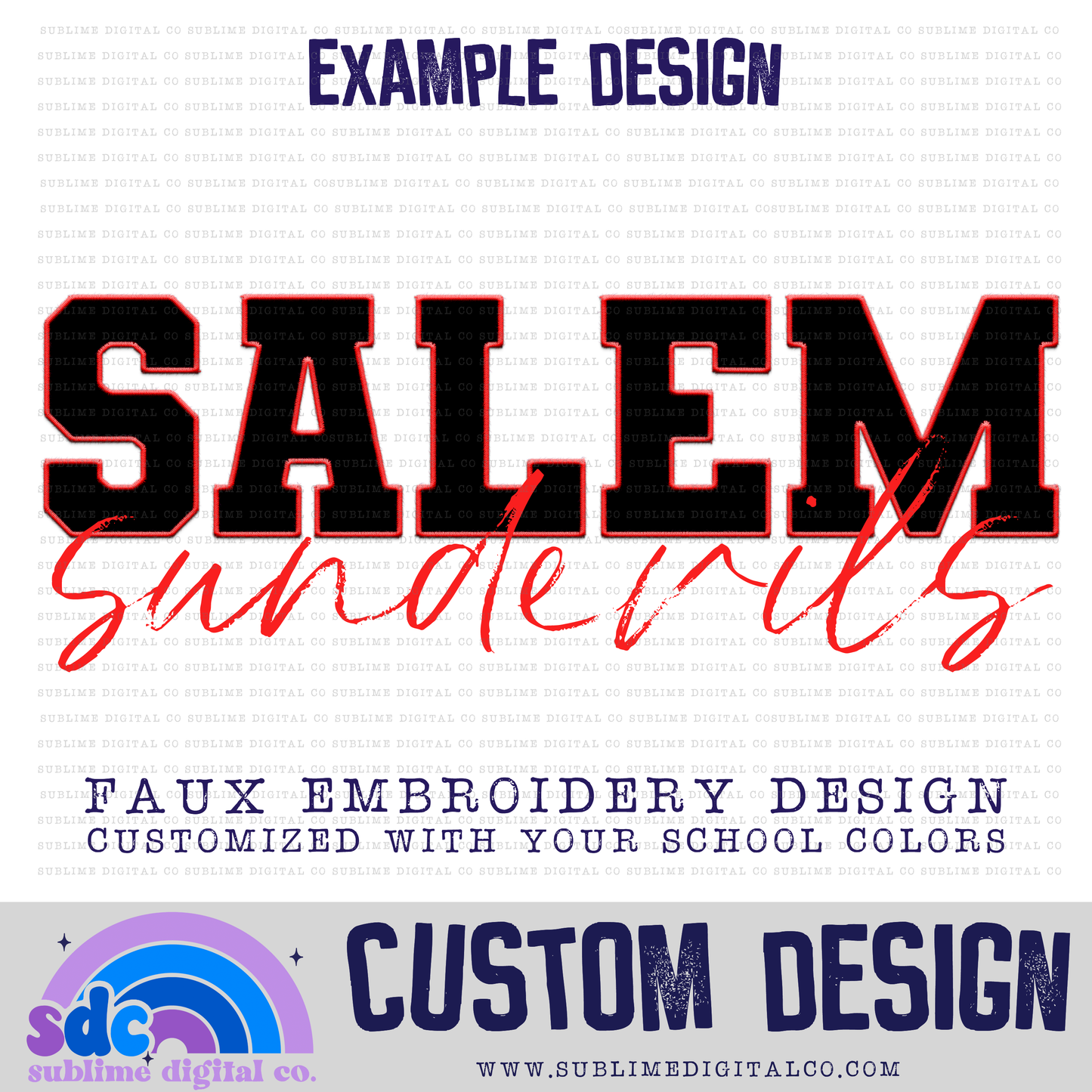 School Spirit Design • Faux Embroidery • Custom Design • Custom Digital Designs