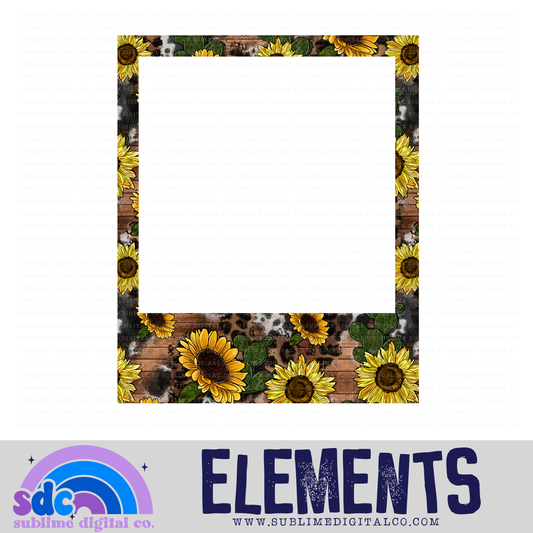 Western Cactus Sunflower • Picture Frame • Elements • Digital Design • Instant Download • Sublimation