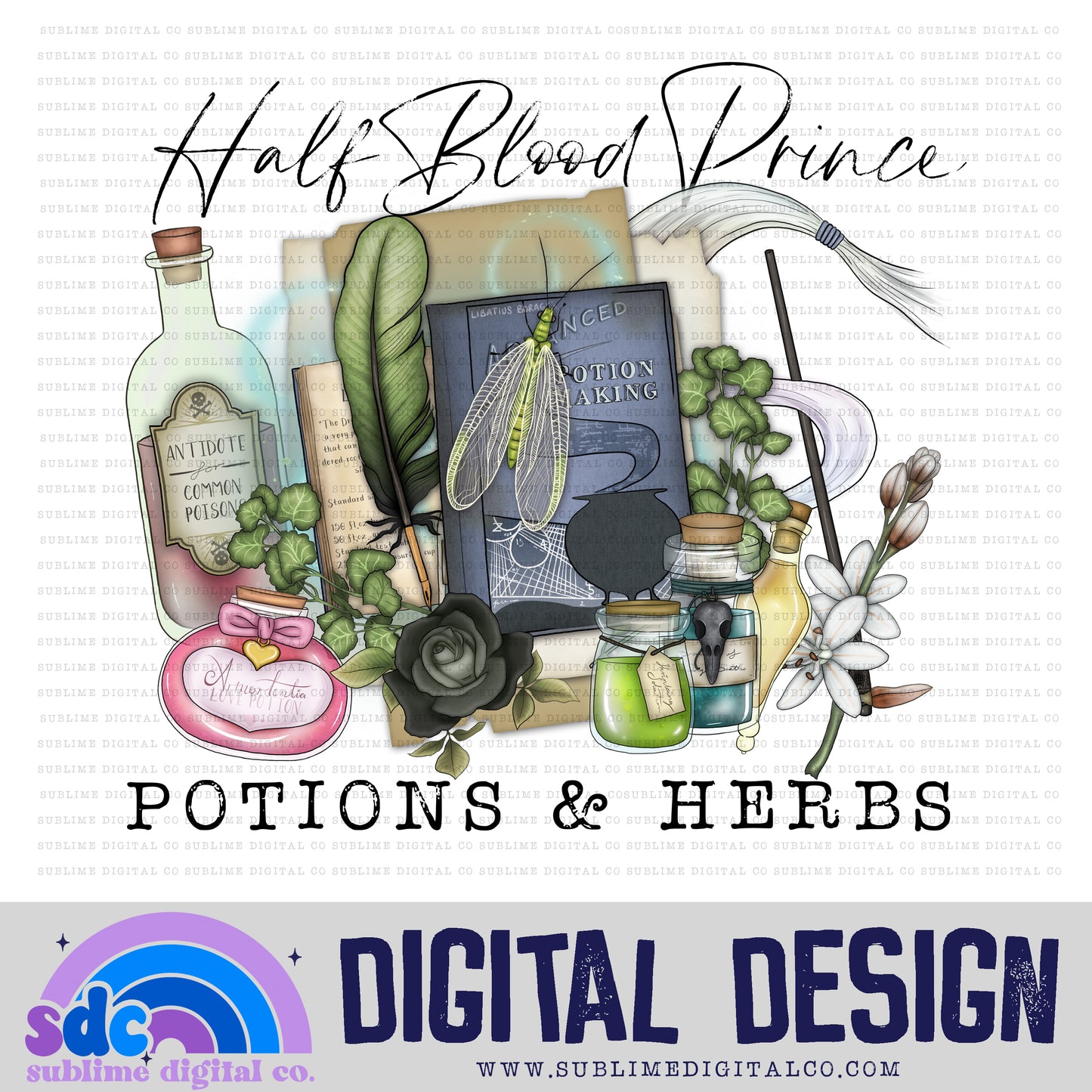 Potions & Herbs • Wizard • Instant Download • Sublimation Design