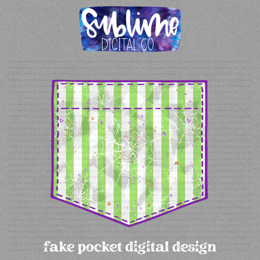 Green Spiderweb • Fake Pocket • Instant Download • Sublimation Design
