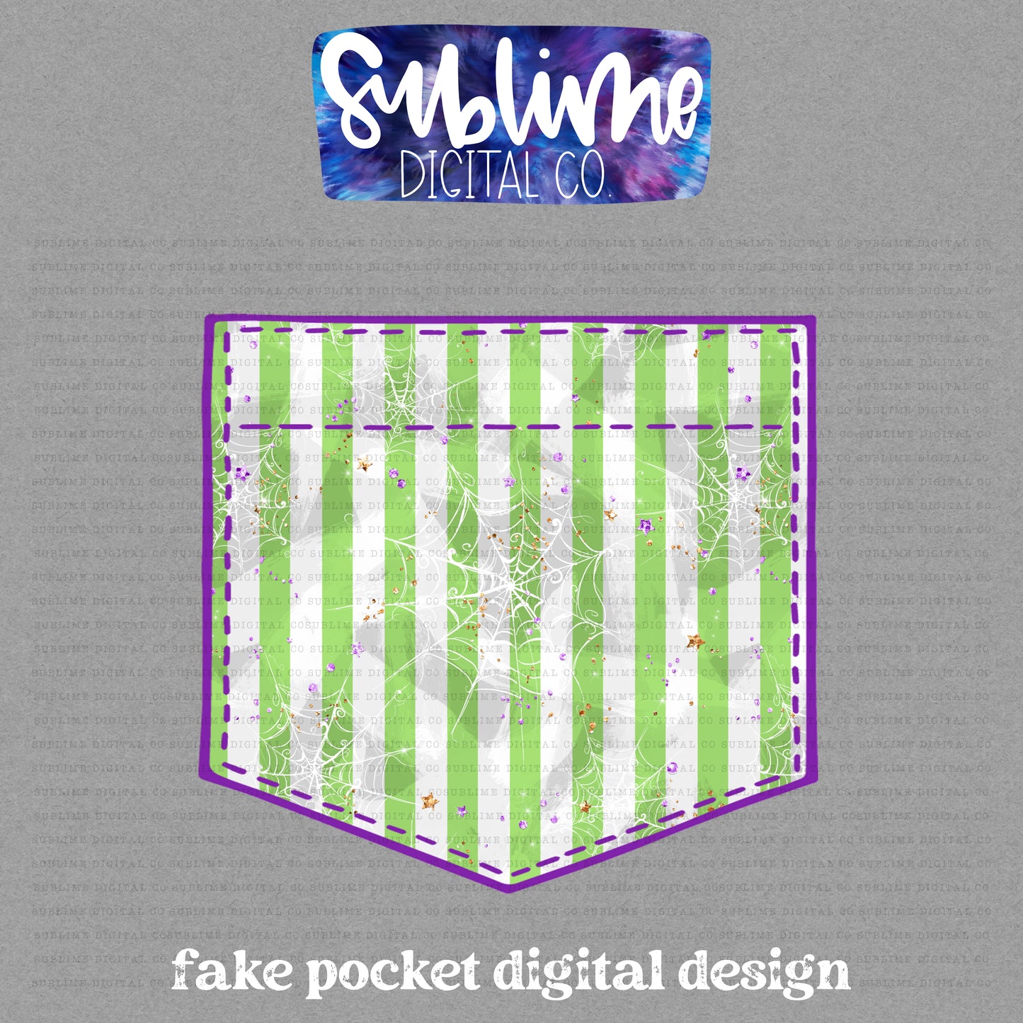 Green Spiderweb • Fake Pocket • Instant Download • Sublimation Design